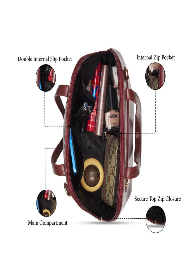 كابريس حقيبة كابريزي باسل الصغيرة للنساء بحزام قابل للتعديل والفصل | حقيبة متعددة الاستخدامات للكتف، أو كروس بودي، أو كحقيبة يد، مناسبة للعمل والاستخدام اليومي، واسعة مع جيوب متعددة (لون أحمر كرزي) - Image 4